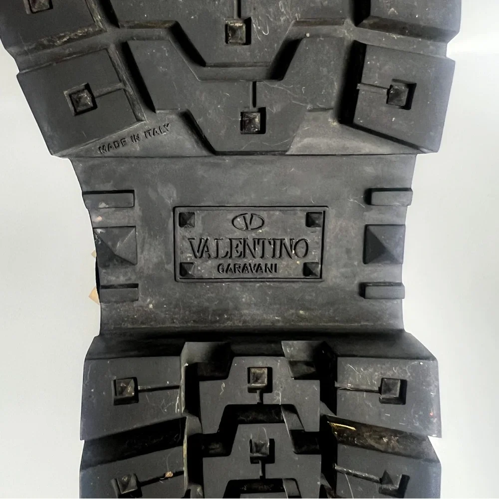 💯 AUTHENTIC VALENTINO GARAVANI CALFSKIN NYLON ROCKSTUD QUILTED WATERPROOF BOOTS - Picture 14 of 14